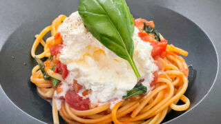 tomato pasta with mascarpone mousse